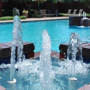 fountain overlooking the pool at the lexington