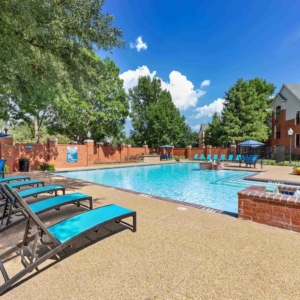 Lexington pool with bright pool furniture