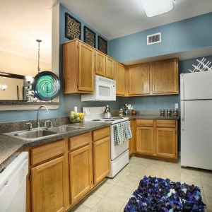 1 Bedroom Large Kitchen with white appliances