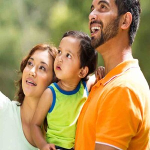 young family in nature